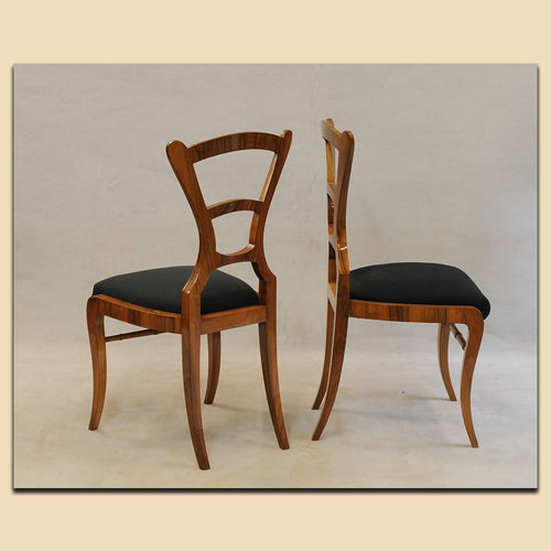 Paar Biedermeier Stühle Nr. 4555, Nussbaum massiv und furniert, Österreich um 1840